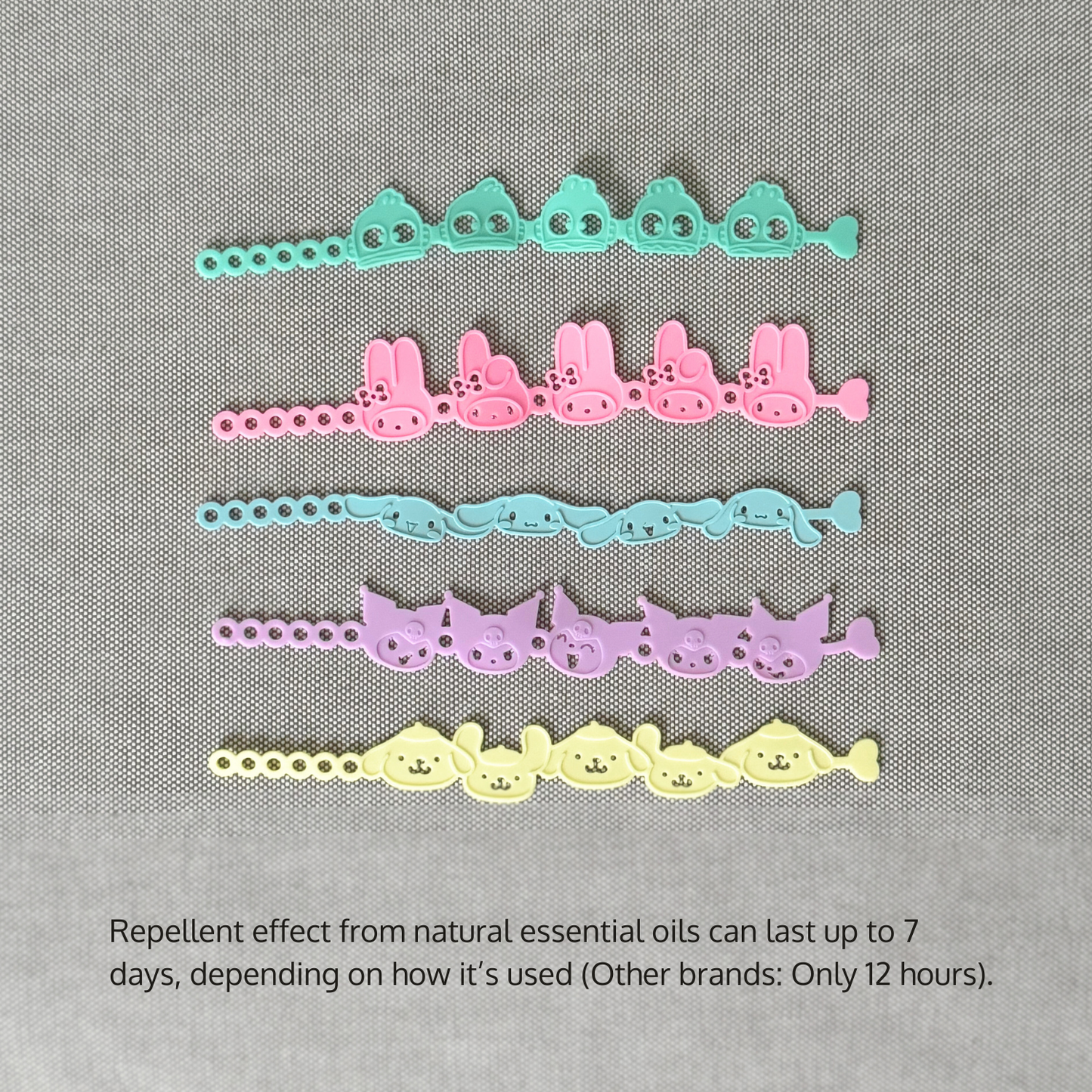 Water-resistant Sanrio Silicone Insect Repellent Bracelets (5pcs)