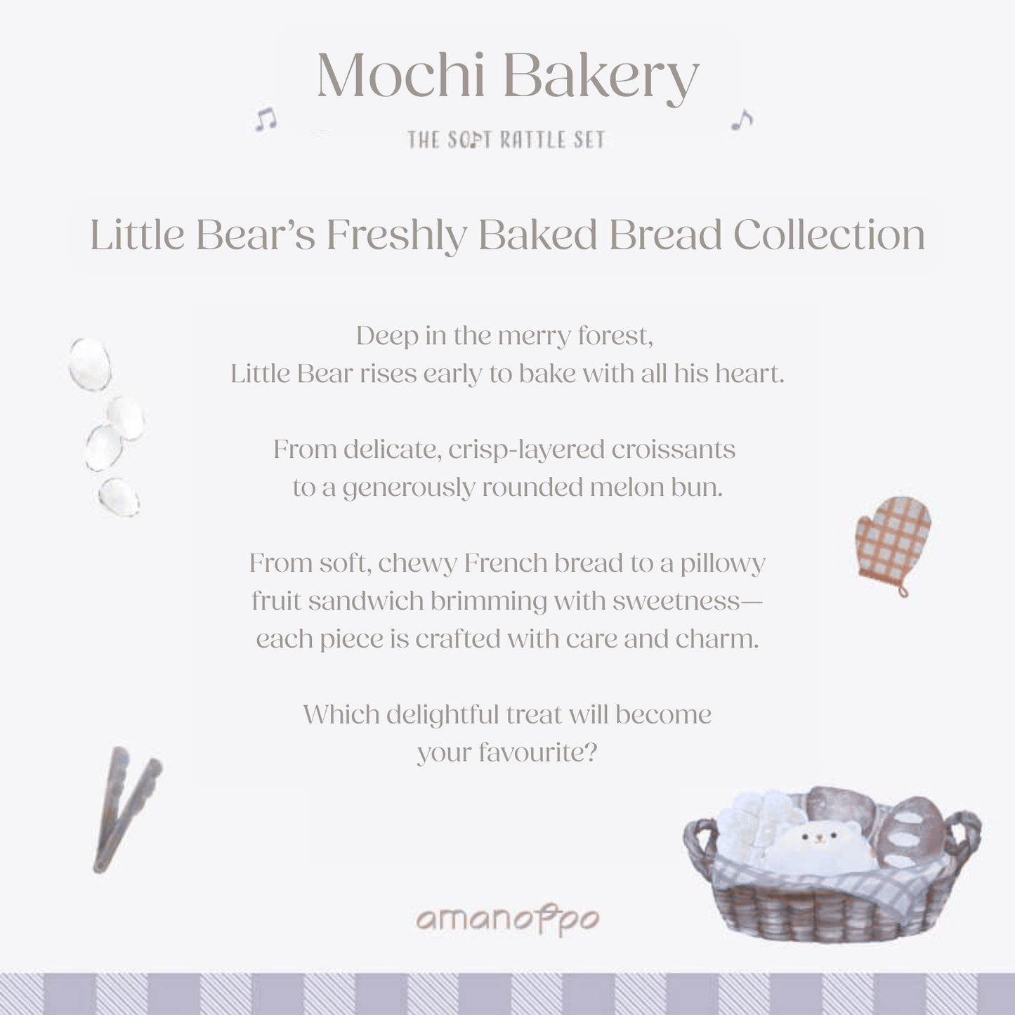 Mochitto Freshly Baked Bread Rattle Set