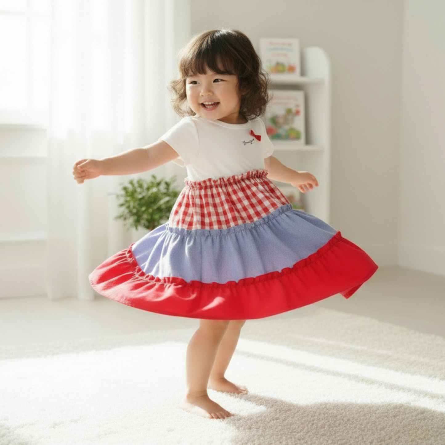 Tiered Gingham Dress