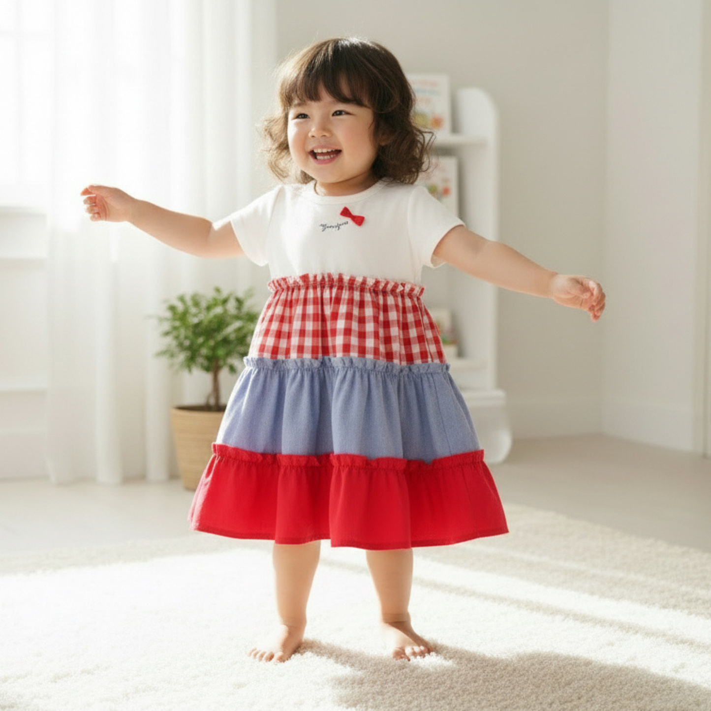 Tiered Gingham Dress