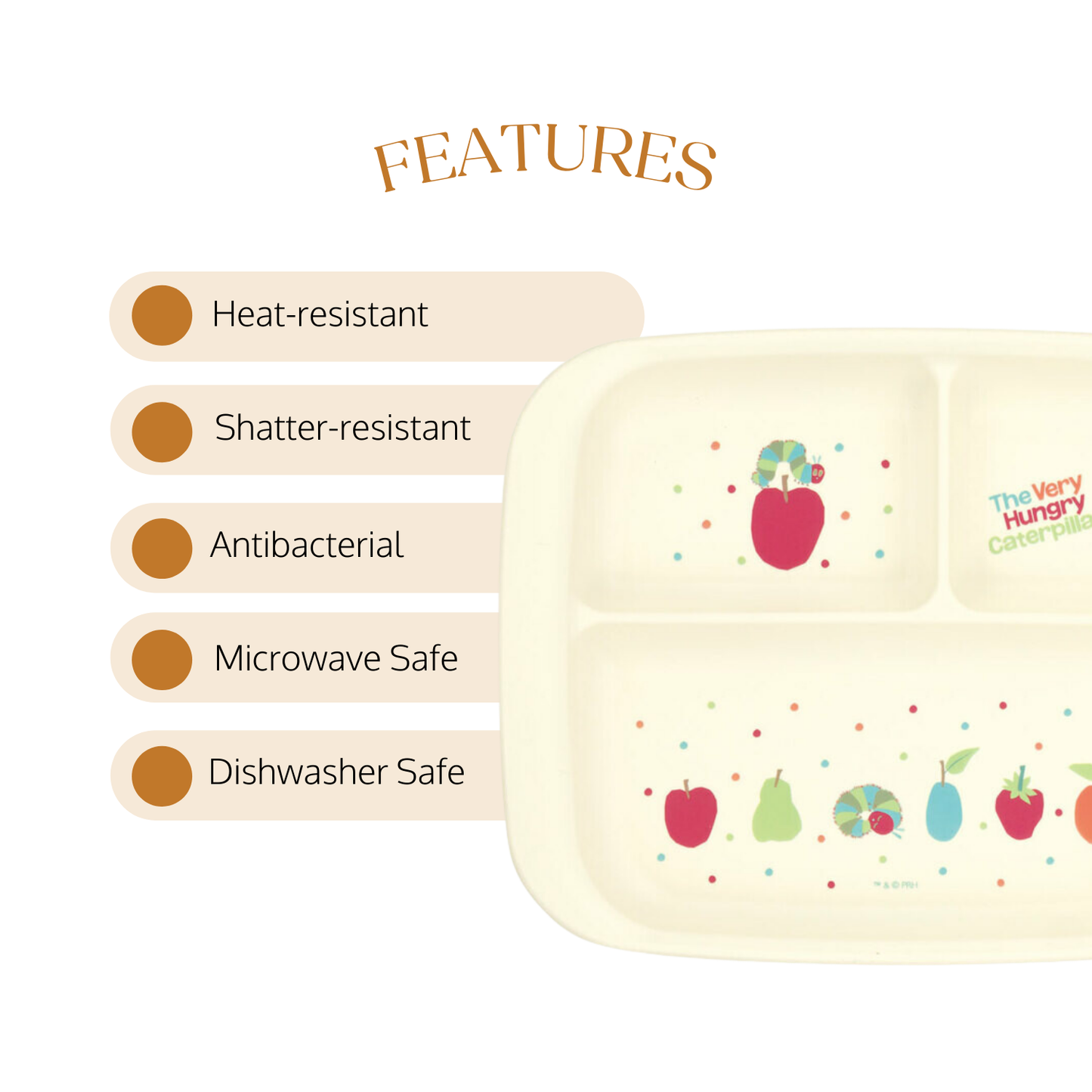 The Very Hungry Caterpillar Antibacterial Divided Plate