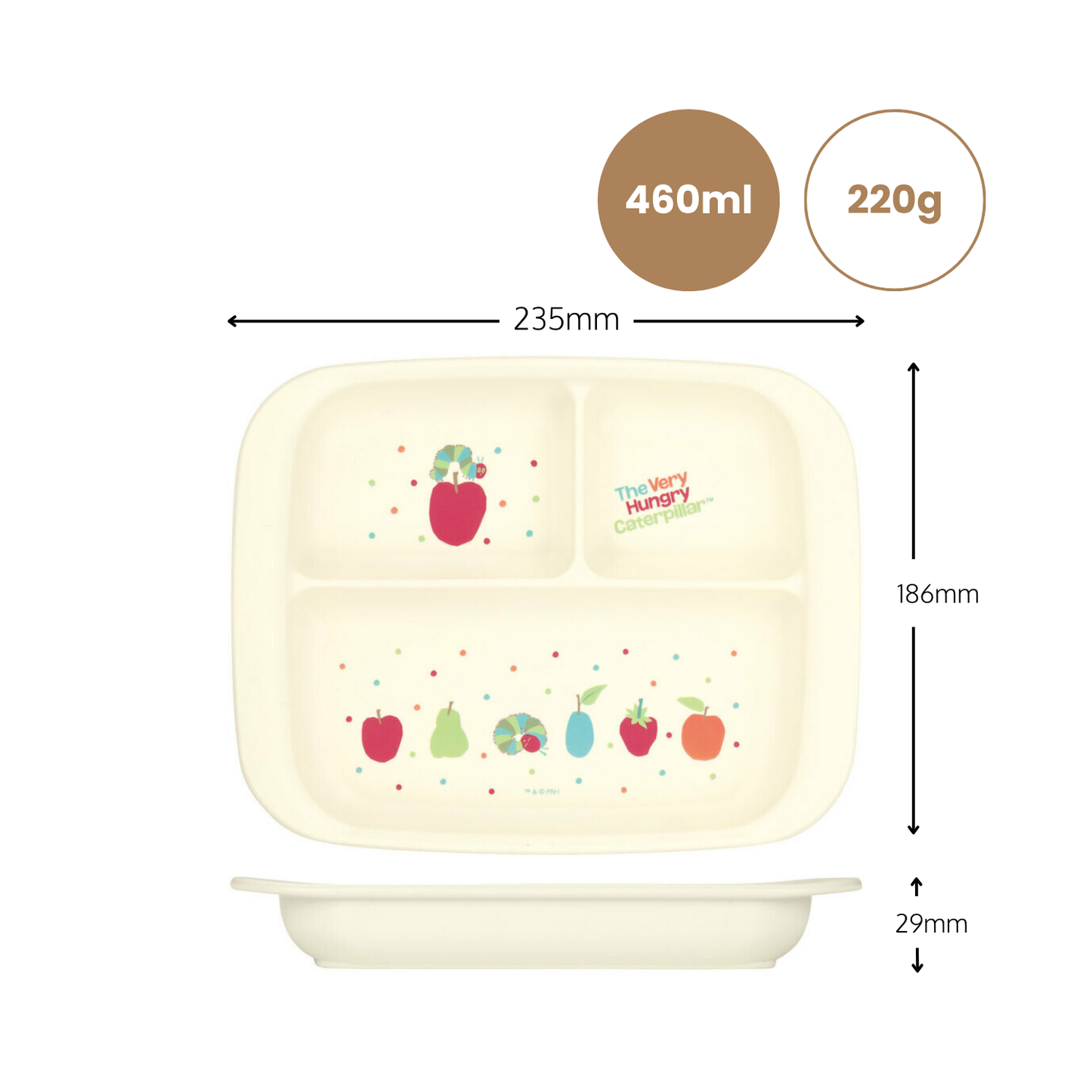 The Very Hungry Caterpillar Antibacterial Divided Plate